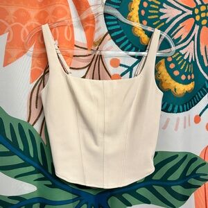 abercrombie & fitch - cream cropped tank - large